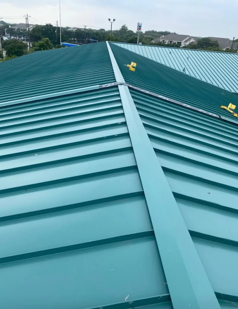 Green commercial metal roof ridge and valley for Metal Roof Repair in Reynoldsburg